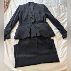 True vintage 1940s 1950s Classic Double-Breasted Black Skirt Suit